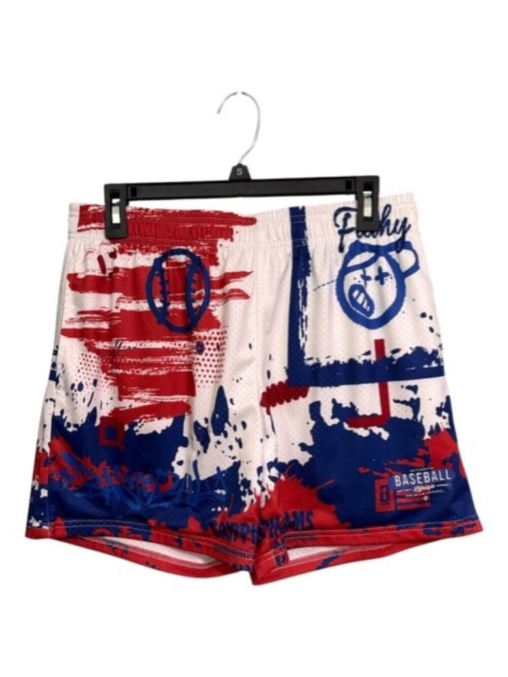 Baseball Lifestyle 101 Graffiti Mesh Shorts Men's Small USA Red White Blue NWT